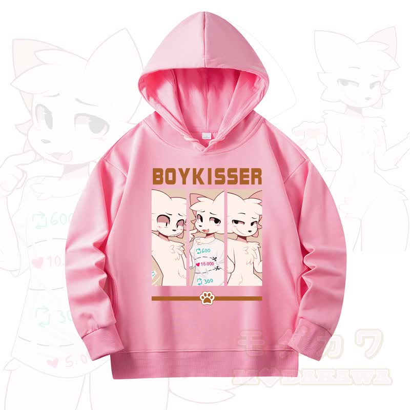 MODAKAWA X zarckets Fox Print Long Sleeve Hooded Sweatshirt - Pink - 4XL - image 10