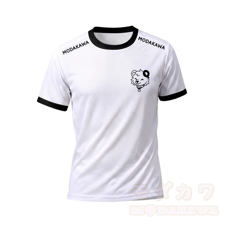 MODAKAWA X popipeko Bear Graphic Men's Sports T-shirt Drawstring Shorts Matching Outfit - White Top - 5XL - image 5