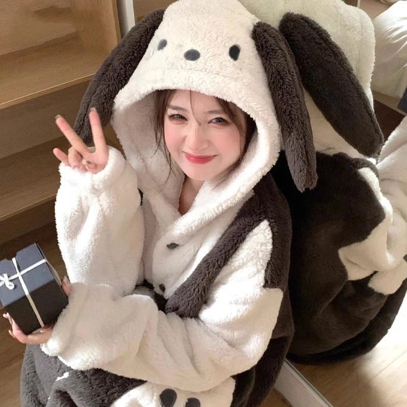 Cute Cartoon Hooded Robe Pajama Set - Pochacco Robe - XL - image 8