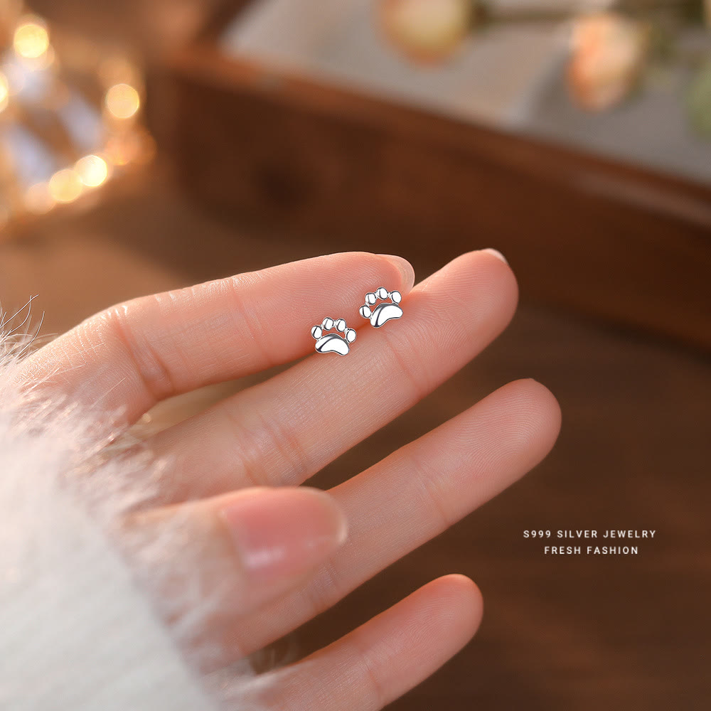 Cute Cat Paw Stud Earrings - image 4