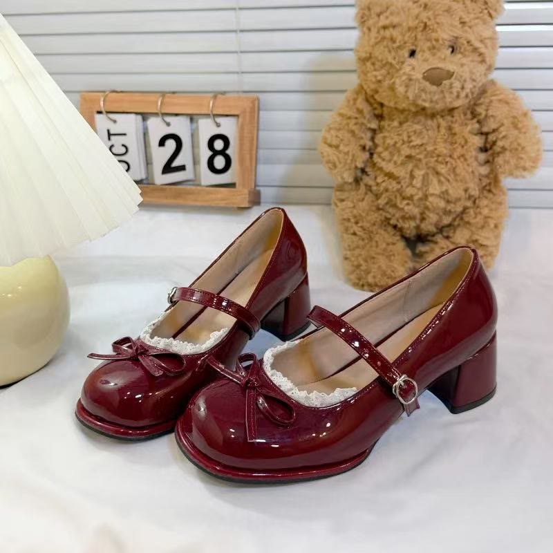 Chic Lace Trim Mary Jane Mid-Heel Shoes - image 13