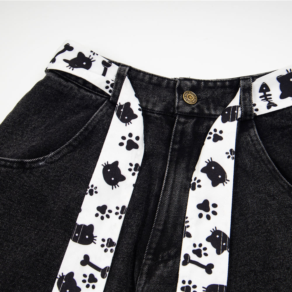 Vintage Cat Embroidery Casual Long Pants - image 7