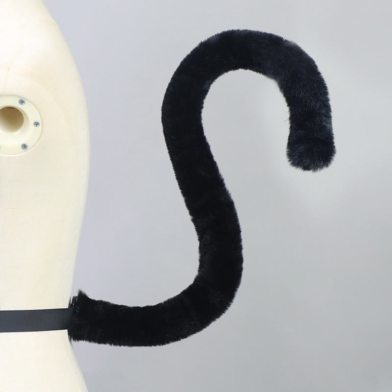 Halloween Furry Bow Animal Ears Headband and Tail - Black Cat Tail - One Size - image 25