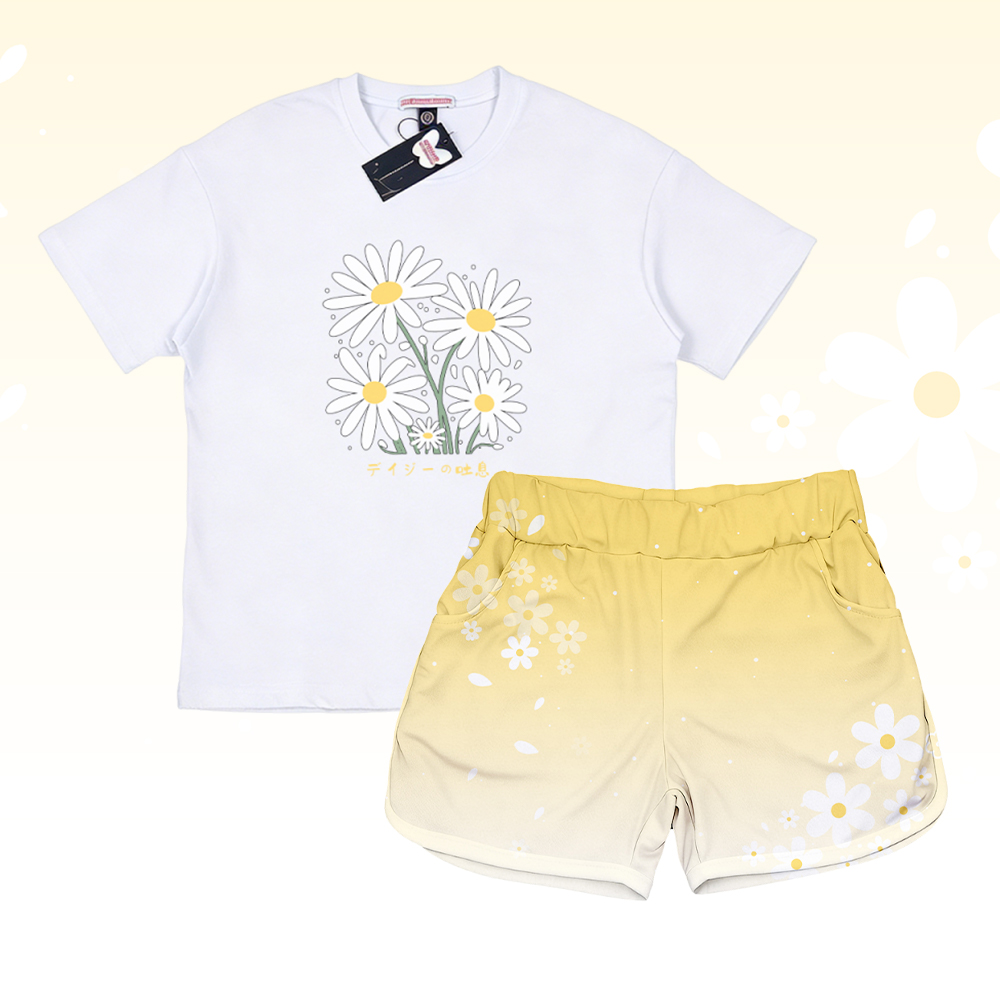 Daisy Graphic 100% Cotton T-shirt Gradient Shorts Modakawa Matching Outfit - Set B - 5XL - image 2