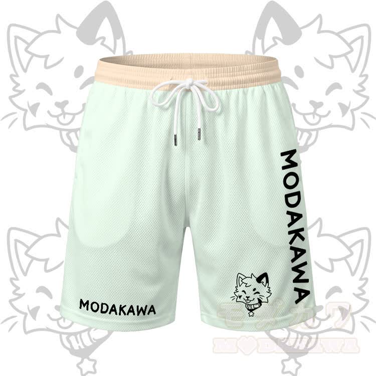 MODAKAWA X popipeko Tongue Out Kitty Graphic Men's Sports T-shirt Drawstring Shorts Matching Outfit - Green Shorts - 5XL - image 10