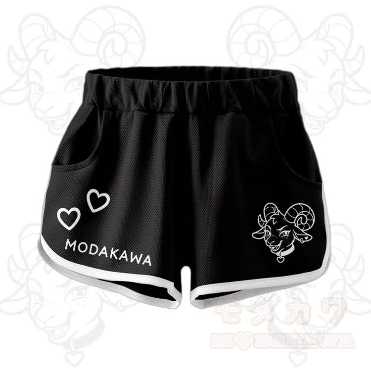 Goat Graphic Crop Tank Sport Top Shorts Modakawa Matching Outfit - Black Shorts - 5XL - image 8