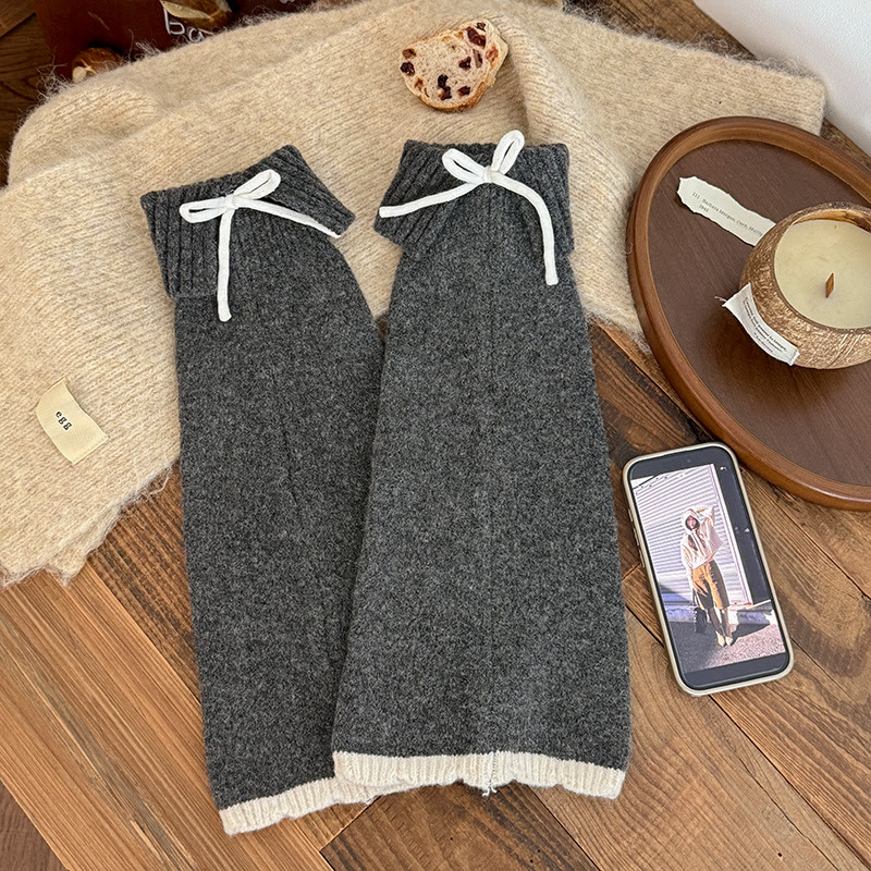 Sweet Bow Knit Slouch Socks - Dark Grey - One Size - image 10