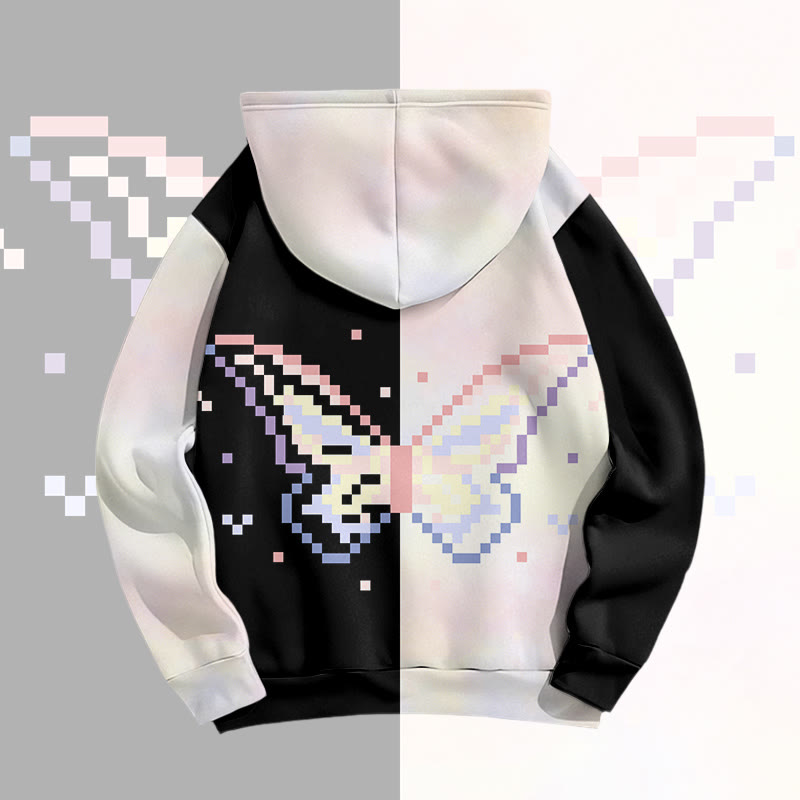 Butterfly Graphic Modakawa Color Block Pullover Hoodie - image 4