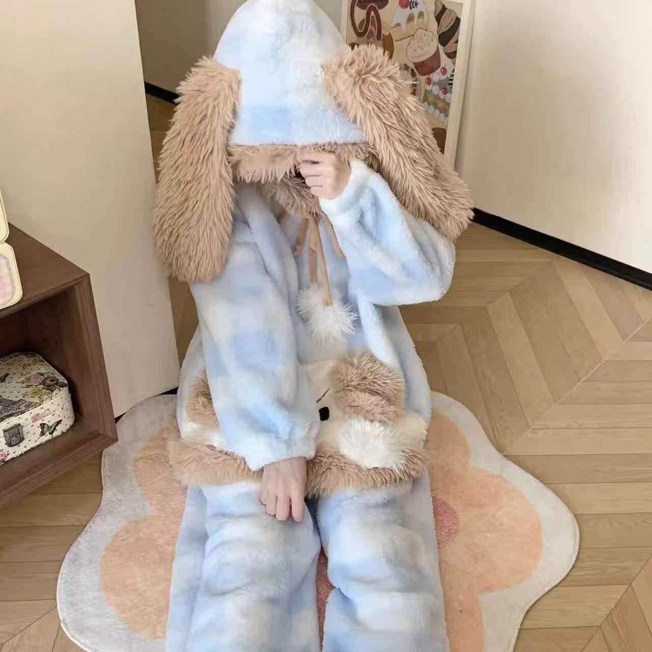 Sweet Puppy Plush Hooded Pajama Set - image 3