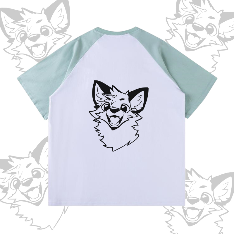 MODAKAWA X atka Happy Fox Graphic Color Block Pocket T-shirt Shorts Matching Outfit - White & Green T-shirt - XL - image 4
