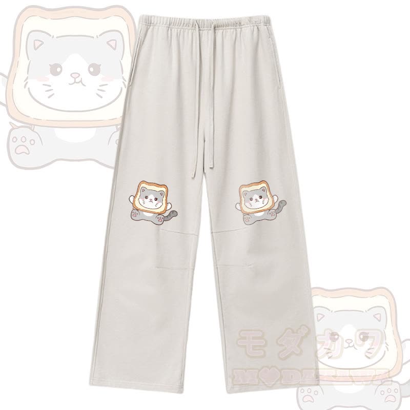 MODAKAWA Toast Cat Graphic Drawstring Pants - Apricot - XL - image 4