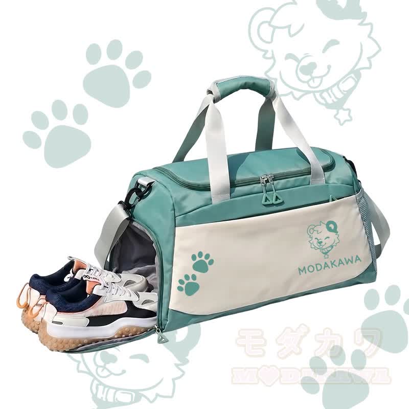 MODAKAWA X popipeko Puppy Graphic Large Capacity Sports Gym Duffel Bag - Green - 55*28*26 cm - image 4