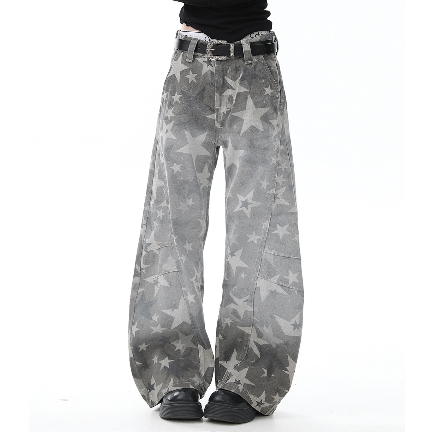 Y2K Star Print Camo Wide Leg Jeans - image 7