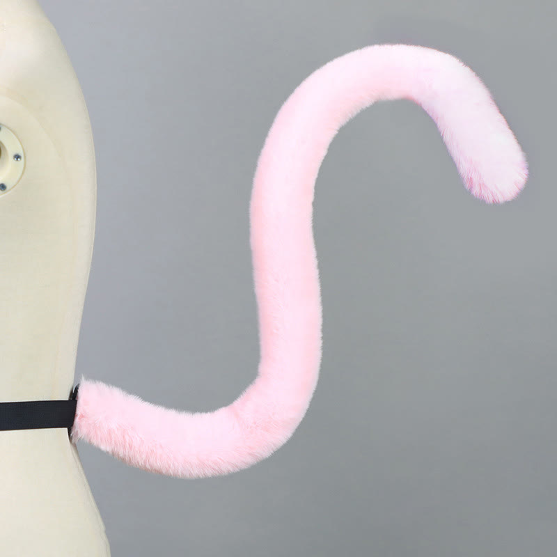 Halloween Furry Bow Animal Ears Headband and Tail - Pink Cat Tail - One Size - image 24
