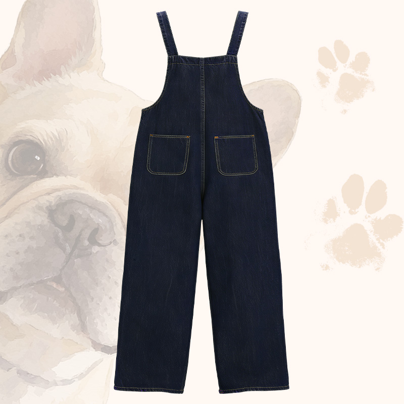 WHO IS BY MY SIDE Bulldog Graphic Plaid Shirt Wide Leg Denim Overalls Modakawa Matching Outfit - image 6