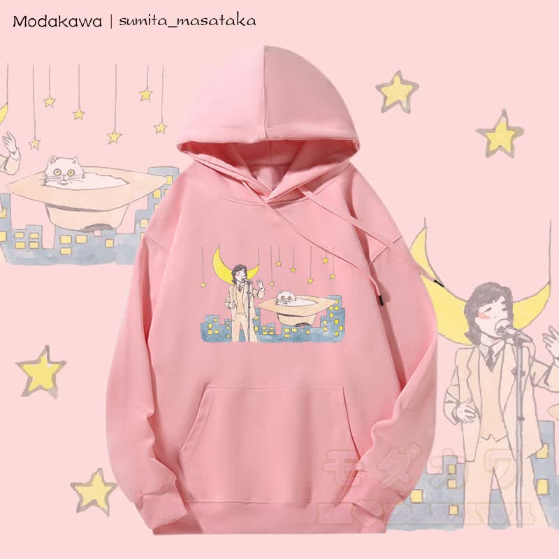 MODAKAWA X sumita_masataka Singer And The Cat Graphic Fleece Lined Hoodie - Pink - 5XL - image 3
