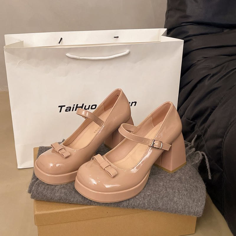 Vintage Chunky Heel Lolita Shoes - Nude - 40 - image 9