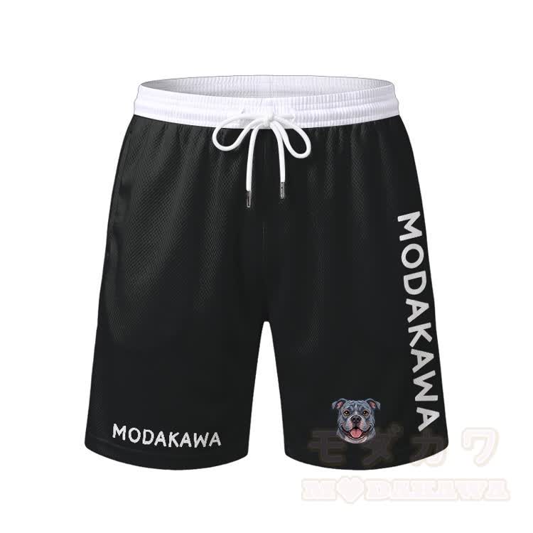 Bulldog Graphic Men's Sports T-shirt Drawstring Shorts Modakawa Matching Outfit - Black Shorts - 5XL - image 10