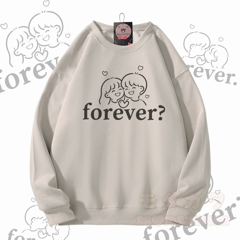MODAKAWA FOREVER Couple Graphic Unisex Sweatshirt - Light Beige B - 5XL - image 3