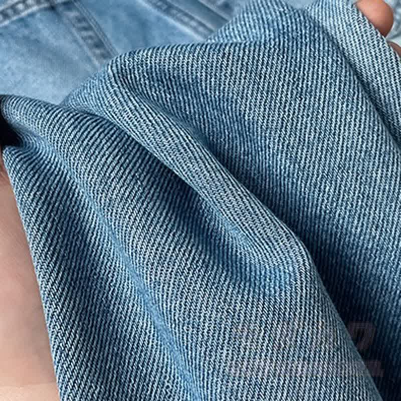 Vintage Lace Spliced Straight Leg Cropped Denim Wide Leg Pants - image 6