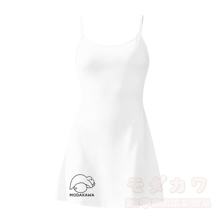 Laying Kitty Graphic Modakawa Gradient Sleeveless Workout Tennis Dress with Hidden Pocket Shorts - White - 2XL - image 7
