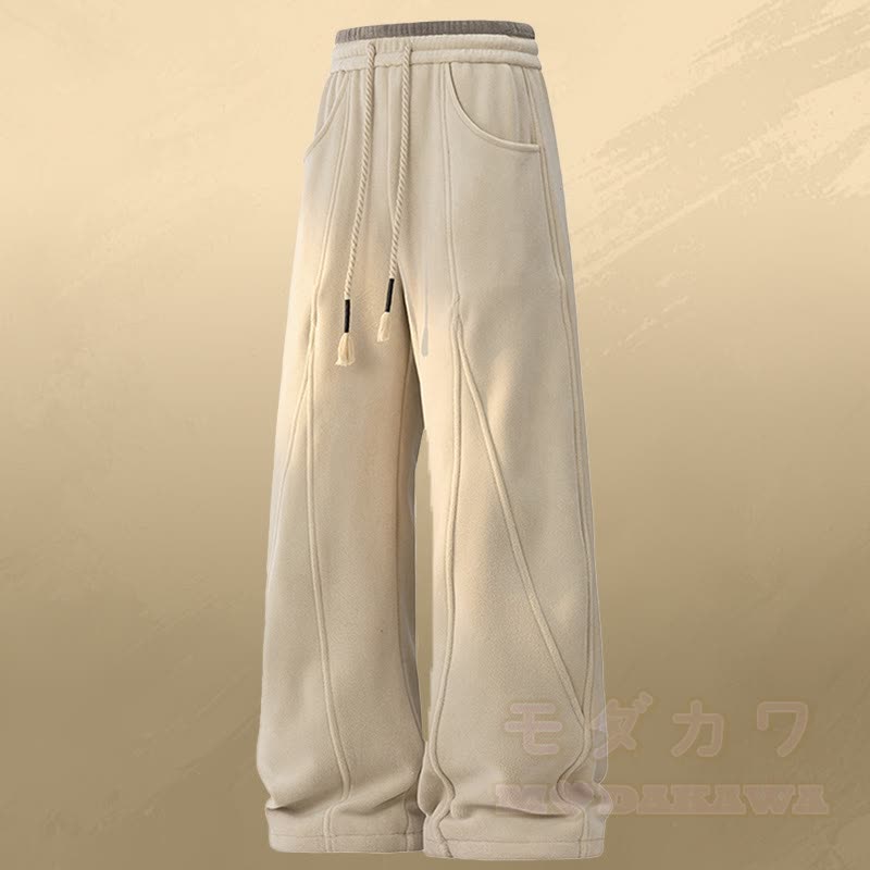 V-Neck Stripe Knit Sweater Color Block Fleece Lined Pants Two Pieces - Apricot Pants - 4XL - image 9