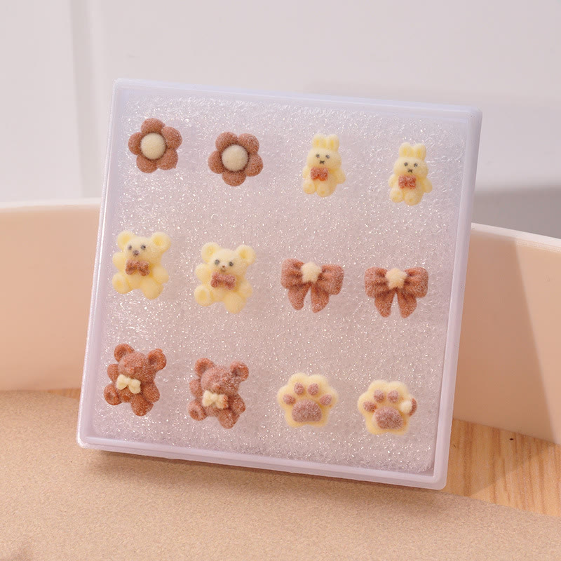 Cute Cartoon Resin Stud Earrings - Bear - One Size - image 11