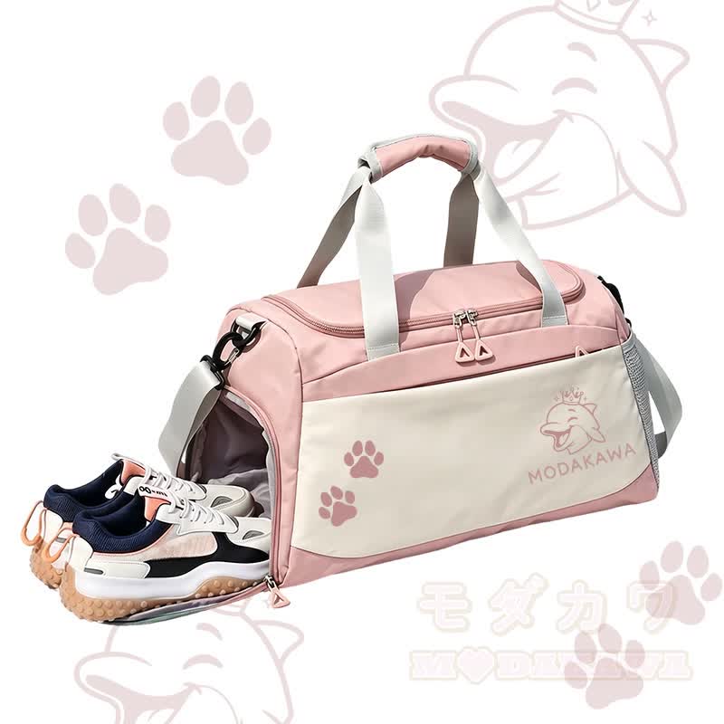 Dolphin Graphic Modakawa Large Capacity Sports Gym Duffel Bag - Pink - 55*28*26 cm - image 4