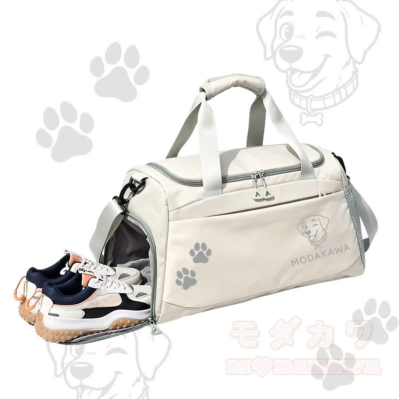 Tongue Out Puppy Graphic Modakawa Large Capacity Sports Gym Duffel Bag - White - 55*28*26 cm - image 5