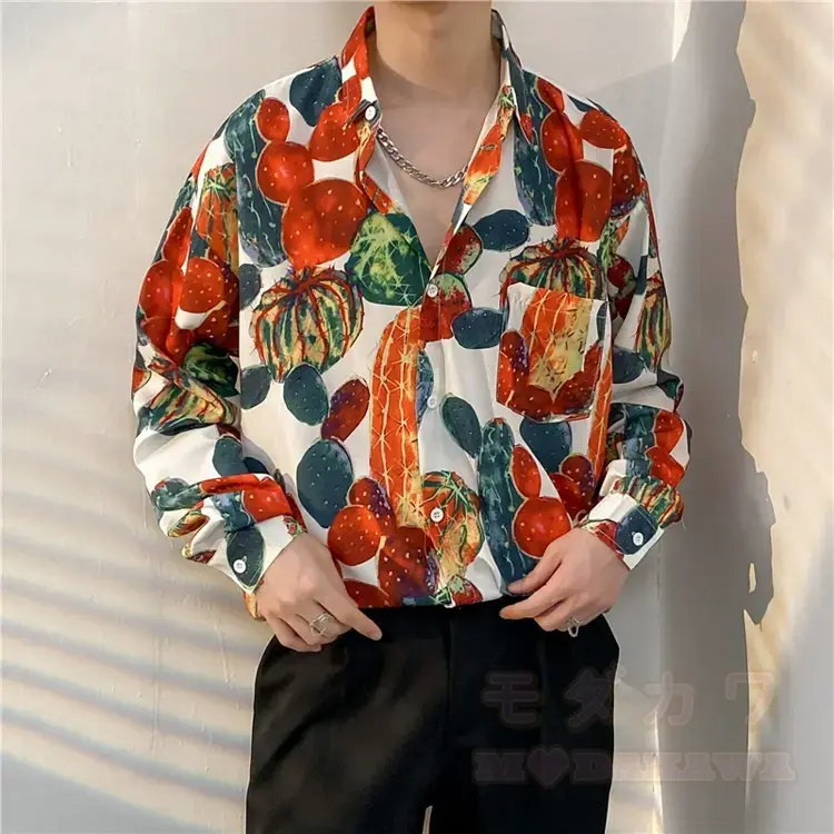 Men's Vintage Print Long Sleeve Button-Up Shirt - Multicolor AE - 3XL - image 32