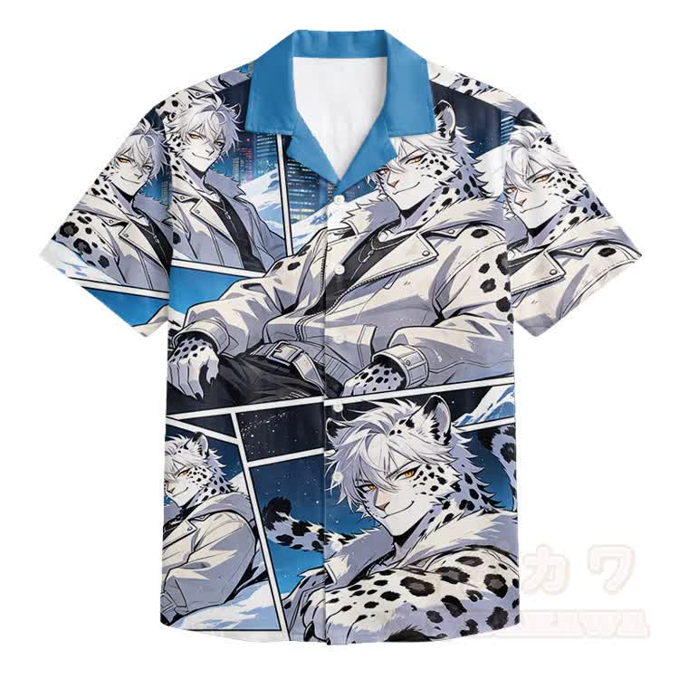 Anime Printed Modakawa Shirt & Matching Shorts - Blue Shirt - 5XL - image 6