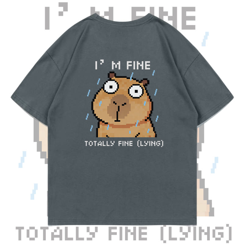 I'M FINE Capybara Graphic Modakawa 100% Cotton T-shirt - image 4
