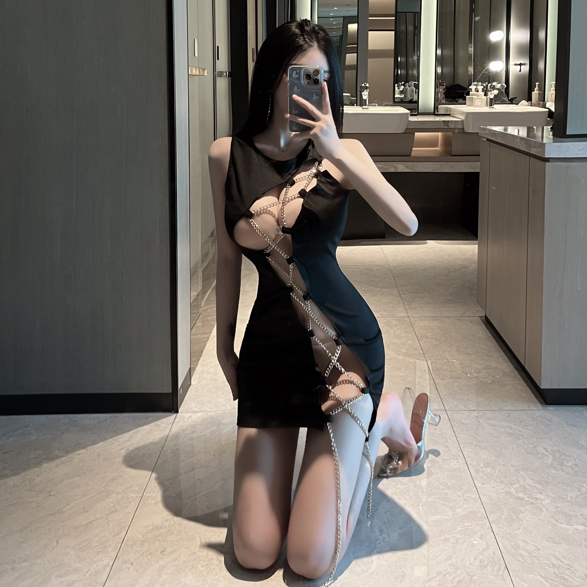 Sexy Chain Cutout Dress Lingerie - image 3