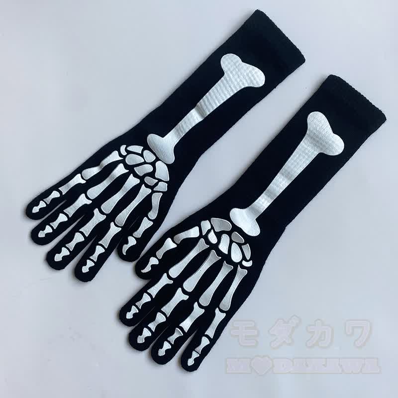 Halloween Glow-in-the-Dark Skull Hat and Gloves Set - image 5