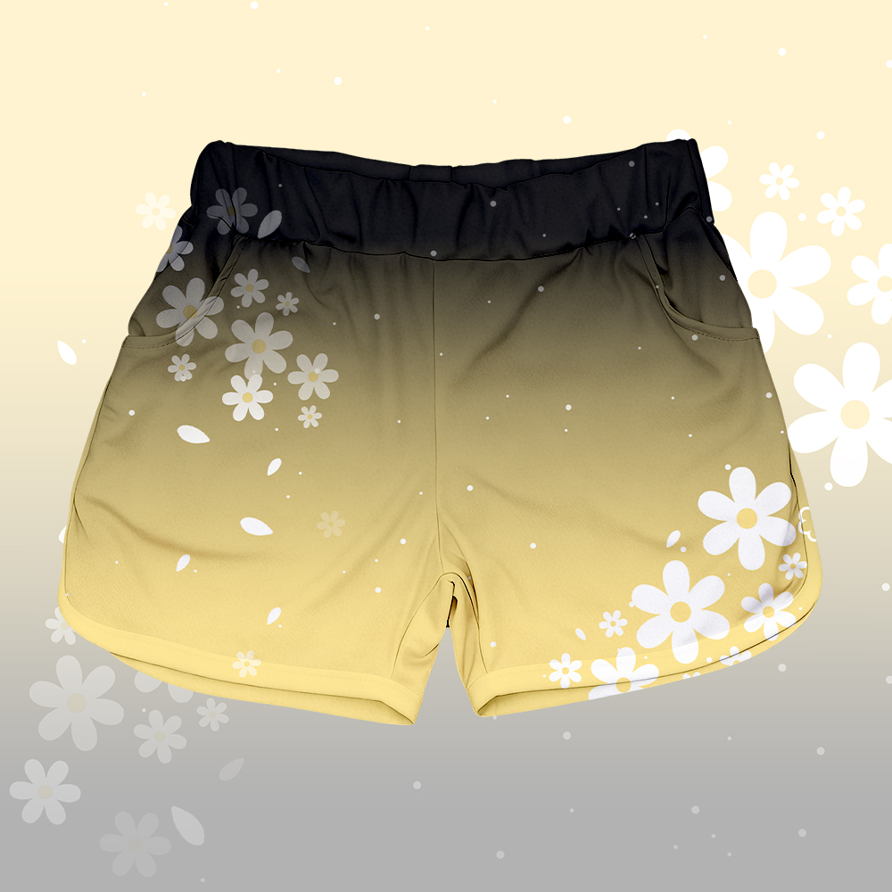 Daisy Graphic 100% Cotton T-shirt Gradient Shorts Modakawa Matching Outfit - Black & Yellow Shorts - 5XL - image 5