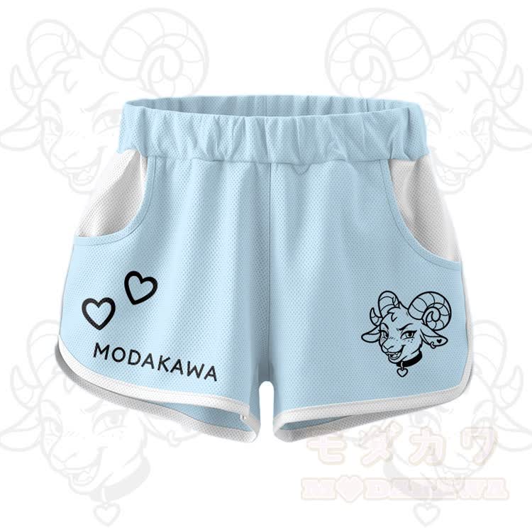 Goat Graphic Crop Tank Sport Top Shorts Modakawa Matching Outfit - Blue Shorts - 5XL - image 7