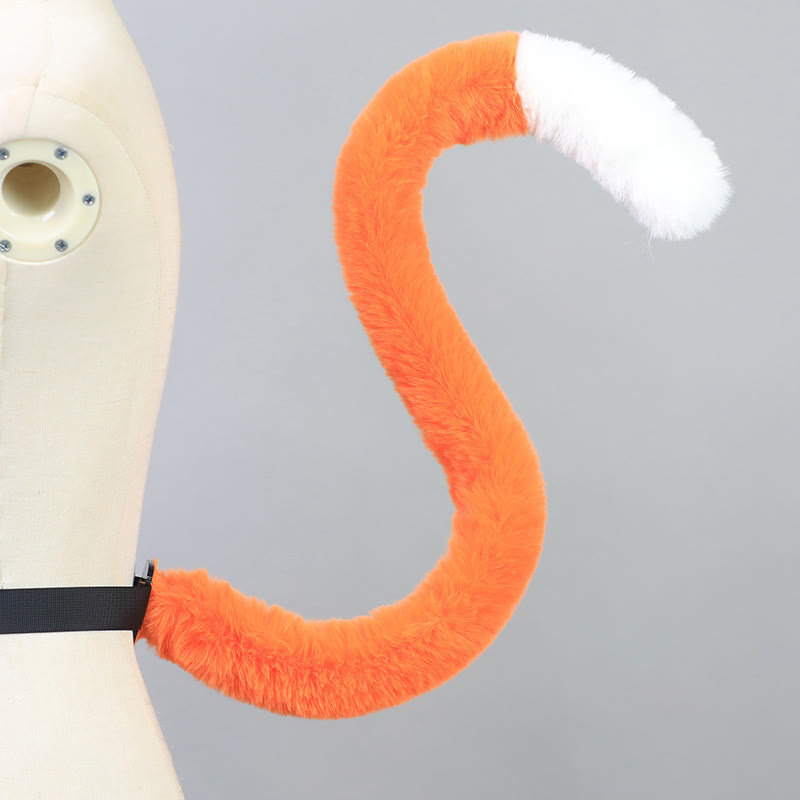 Halloween Furry Bow Animal Ears Headband and Tail - Orange & White Cat Tail - One Size - image 30