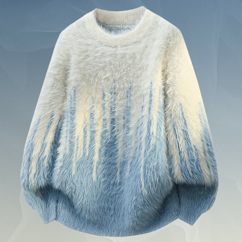 Fuzzy Knit Sweater Denim Pants Two Pieces - Blue Sweater - 2XL - image 7