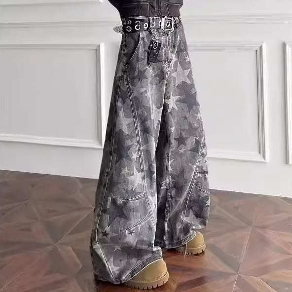 Y2K Star Print Camo Wide Leg Jeans - image 4