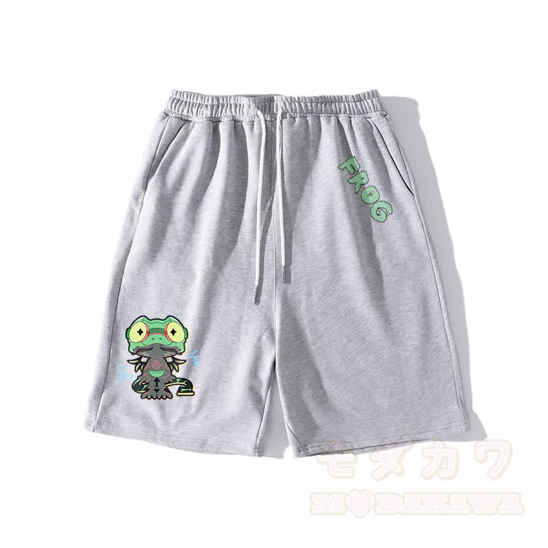 Funny Frog Graphic Dark Aesthetic Shorts - Grey - 5XL - image 4