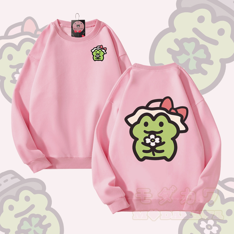 MODAKAWA Cute Frog Graphic Unisex Sweatshirt - Pink - 5XL - image 9
