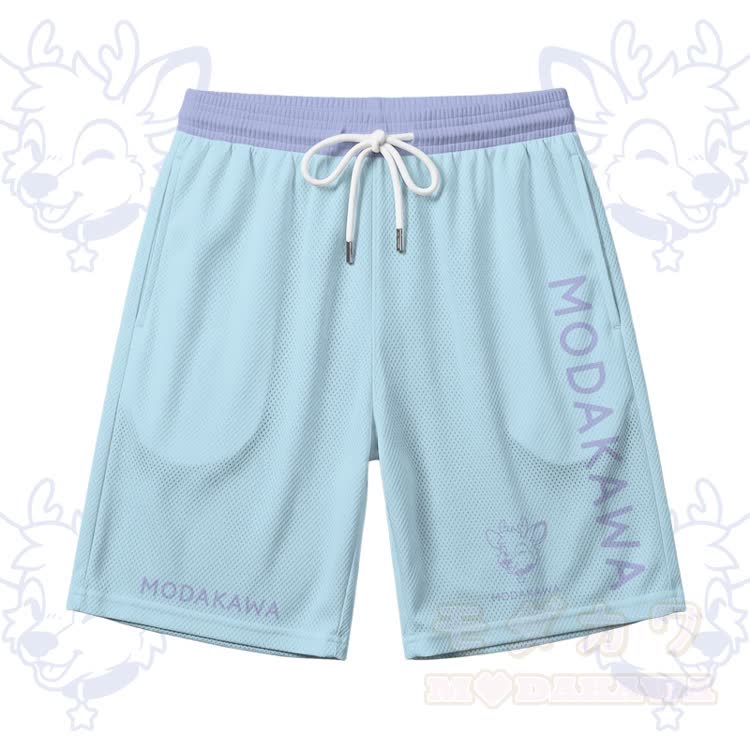 Wink Deer Graphic Sports Sleeveless Quick Dry Tank Top Shorts Modakawa Matching Outfit - Sky Blue Shorts - 5XL - image 8