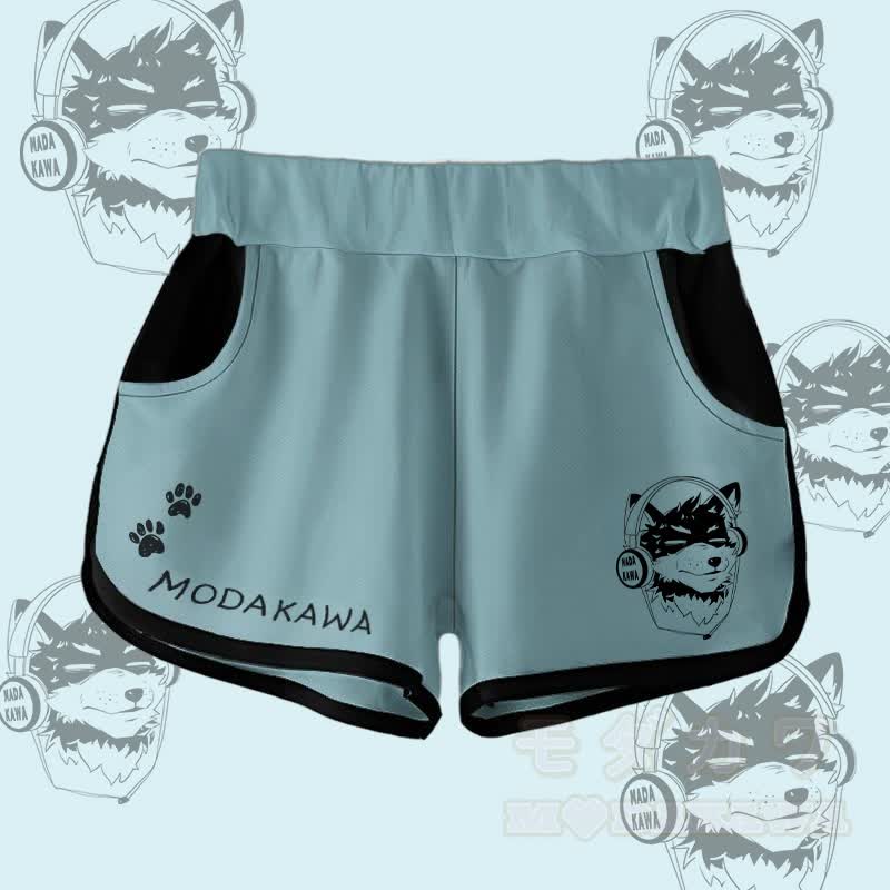 MODAKAWA Gradient Koda With Headphones Graphic Shorts - Teal - 5XL - image 4