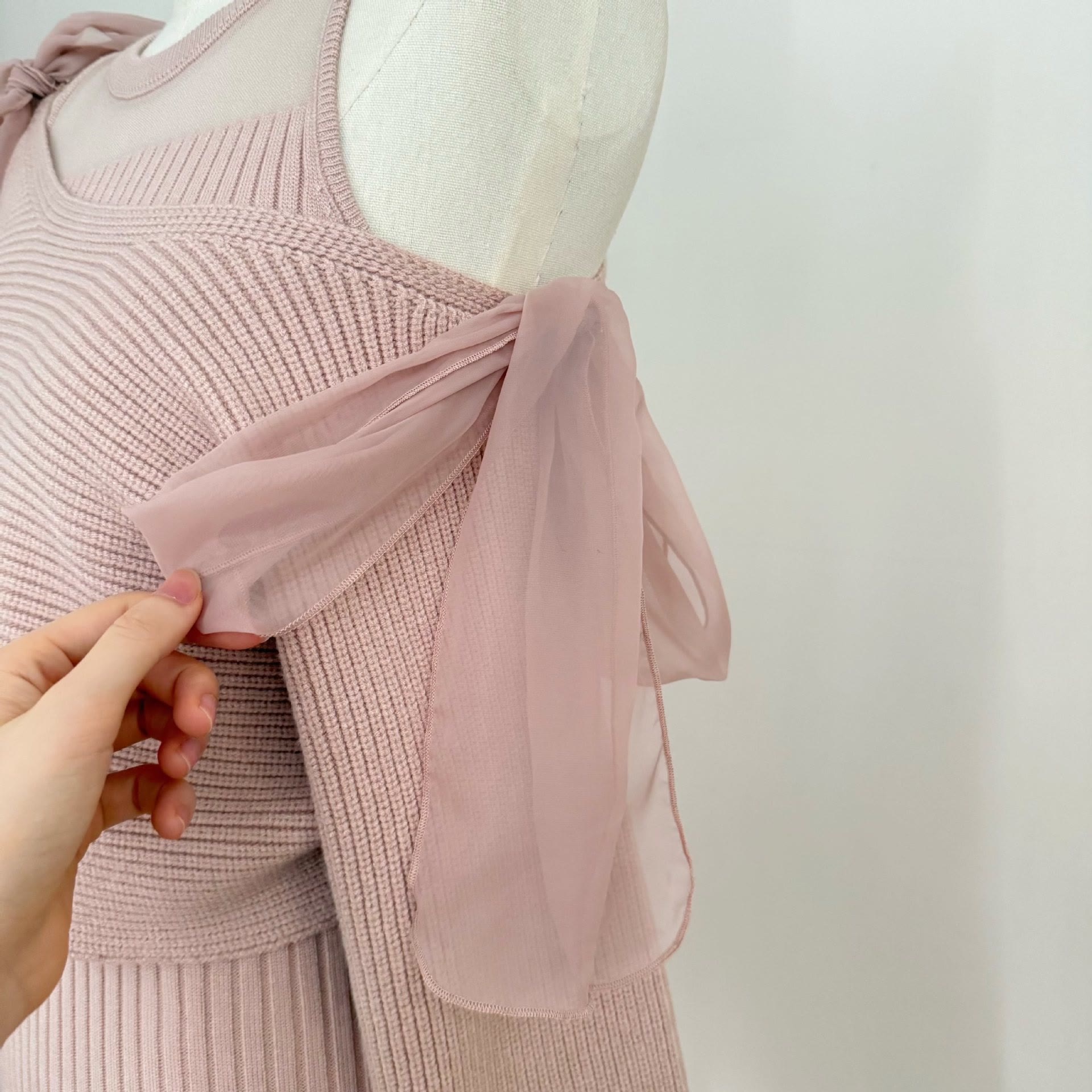 Sweet Bow Knit Cover-up and Dress Two Pieces Set - image 13