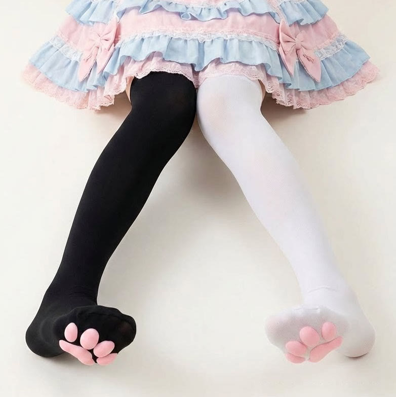 3D Cat Paw Pad Thigh High Socks - image 5
