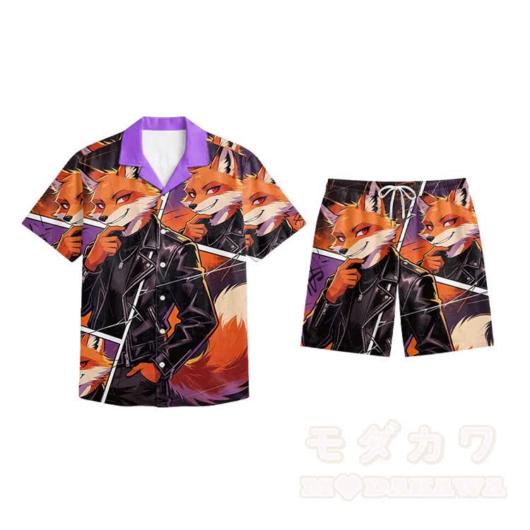 Anime Printed Modakawa Shirt & Matching Shorts - Orange Set - 5XL - image 18