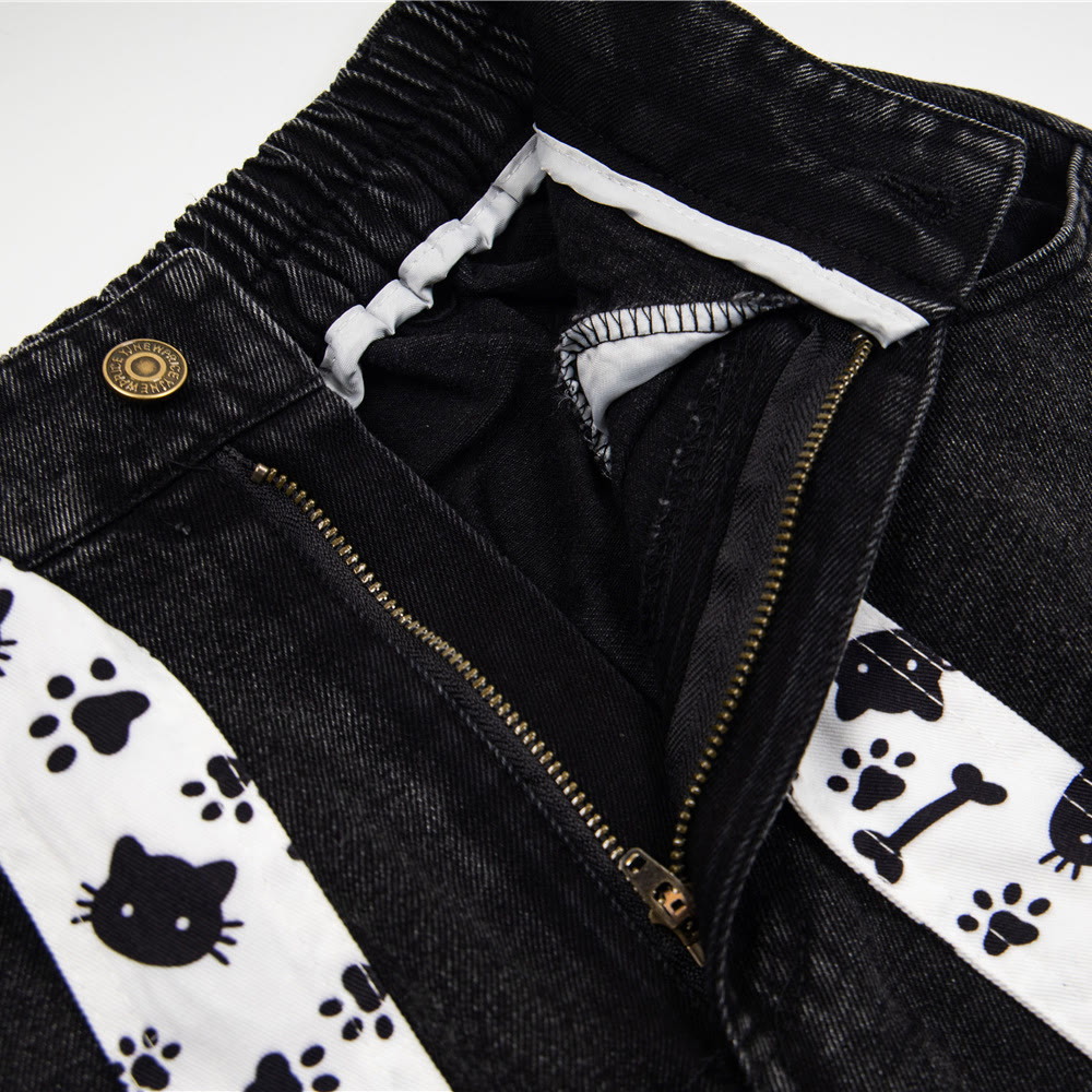 Vintage Cat Embroidery Casual Long Pants - image 4