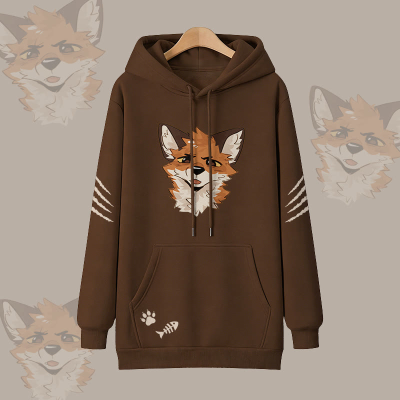 MODAKAWA X atka Squinty Fox Graphic Oversized Pullover Hoodie - Brown - 3XL - image 4