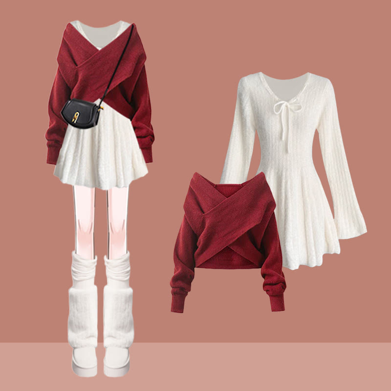 Pocket Sweater Knit Dress Two Pieces Set - Set E - XL - image 5