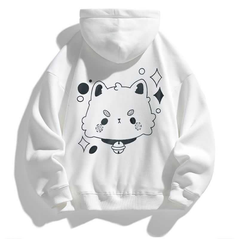 Modakawa Girlfriend Boyfriend Kitty Graphic Fleece Lined Hoodie - White - 5XL - image 7